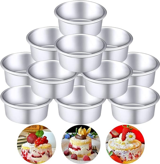 Nuenen 12 Pcs Round Cake Pans Aluminum Round Mold Smash Cake Baking Cheesecake Pans for Home Party Baking Supplies (4 Inch)