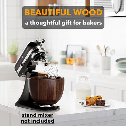 SpaceAid Wooden Bowl for Mixer - Kitchen Space Aid Acacia Wood Mixing Bowls Holder for Stand Mixer, Compatible with 4.5 & 5 QT Tilt-Head Models Kitchen, Natural Wood