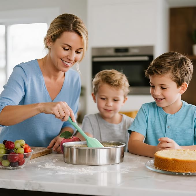 8 Inch Cake Pan Set of 3, 2Pack Cake Pans & 1Pack Parchment Paper(100 Sheet), Stainless Steel Round Layer Cake Baking Pans, Circle Cake Pan Tins for Birthday Christmas, Healthy & Dishwasher Safe