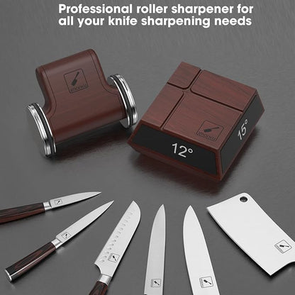 imarku Rolling Knife Sharpener, Magnetic 4-Angle Knife Sharpening Kit, 2 Diamond Discs for Any Hardness, Tool for Kitchen & Pocket Knives, 12/13/15/20, Fathers Day
