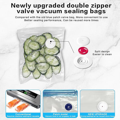 Reusable Vacuum Sealer Bags for Food – 30 Pack BPA-Free Large (11 x 20 in) Vacuum Storage Bags | Freezer & Microwave Safe | Leak-Proof & Odor-Resistant | Compatible With Many Vacuum Sealers