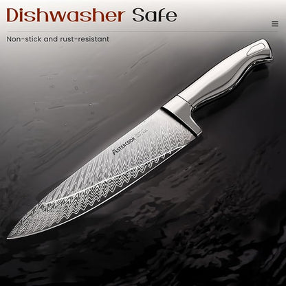 Astercook Knife Set, 15-Piece Kitchen Knife Sets with Built-in Sharpener Block, German High Carbon Stainless Steel Knives, Dishwasher Safe, Ergonomic Full-Tang Handle, Perfect Holiday Gifts