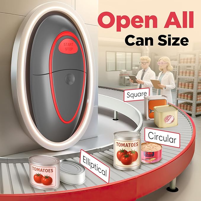 One Touch Electric Can Opener Fits Almost All Can Sizes for Seniors with Arthritis, Hand Held Battery Operated Can Opener with Smooth Edge, Food Safe Kitchen Gadgets Automatic Can Opener for Kitchen