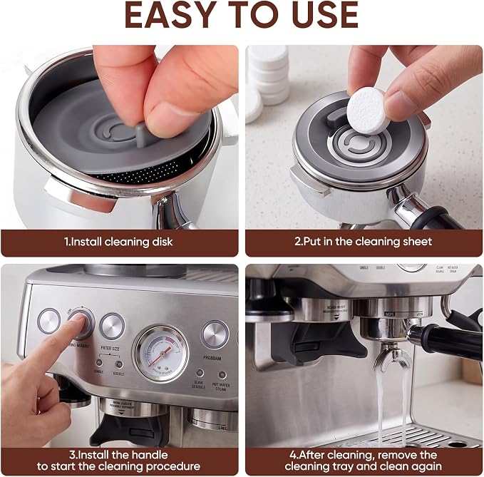 Silicone Espresso Backflush Cleaning Disc 54mm with 8 PCS Cleaning Tablets, Gray Cleaning Kit for Breville BES870XL BES878BSS BES880 BES840XL BES810BSS Espresso Machines