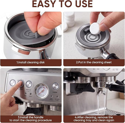 Silicone Espresso Backflush Cleaning Disc 54mm with 8 PCS Cleaning Tablets, Gray Cleaning Kit for Breville BES870XL BES878BSS BES880 BES840XL BES810BSS Espresso Machines