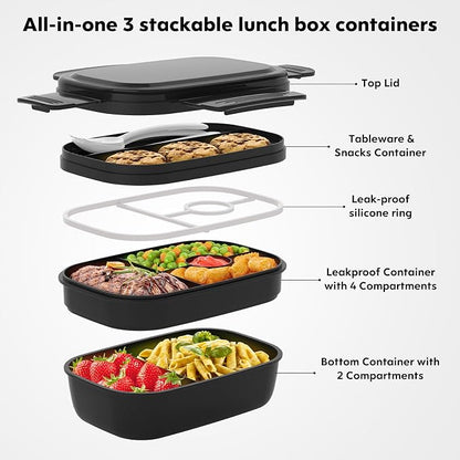 HOMETALL Bento Box Adult, Lunch Box Containers for Men Women with 8 Compartments, Lunch Containers with Utensils, 51 OZ/1900ML, Microwave & Dishwasher Safe