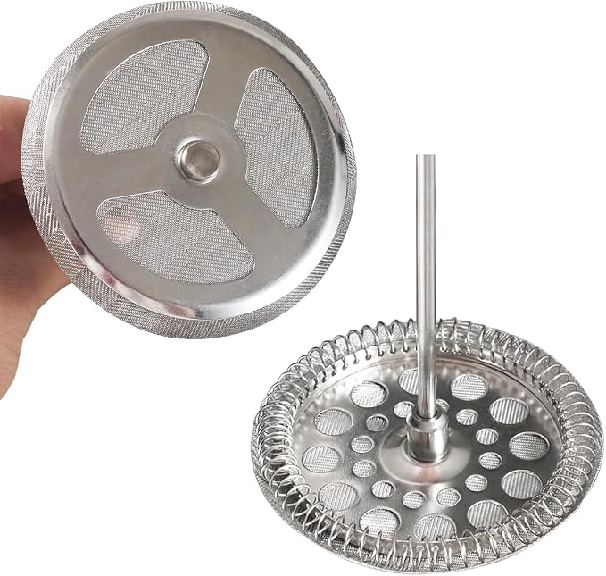 French Press Replacement Screens, 4 Pack, Stainless Steel Reusable Mesh Filter for 17 Ounce and 12 Ounce Coffee Press, Mesh Filters for Universal 350 ml / 12 oz / 11.8oz French Press Coffee Maker
