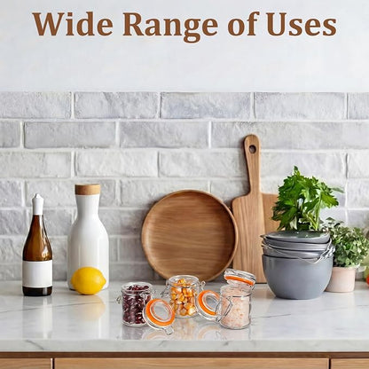 Norme 24 Pcs Glass Spice Jars with Airtight Lid, Leakproof Clamp Containers for Home Kitchen Herb Tea Seasoning Sugar Storage Containers(1.7 oz)
