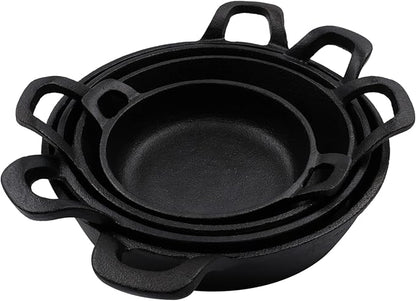 Cast Iron Skillets Frying Pans Set of 4 (Pre-Seasoned) for Serving, Cooking and Baking 7.87” – 4.72”, Oven Safe Forms | Indoor & Outdoor Use