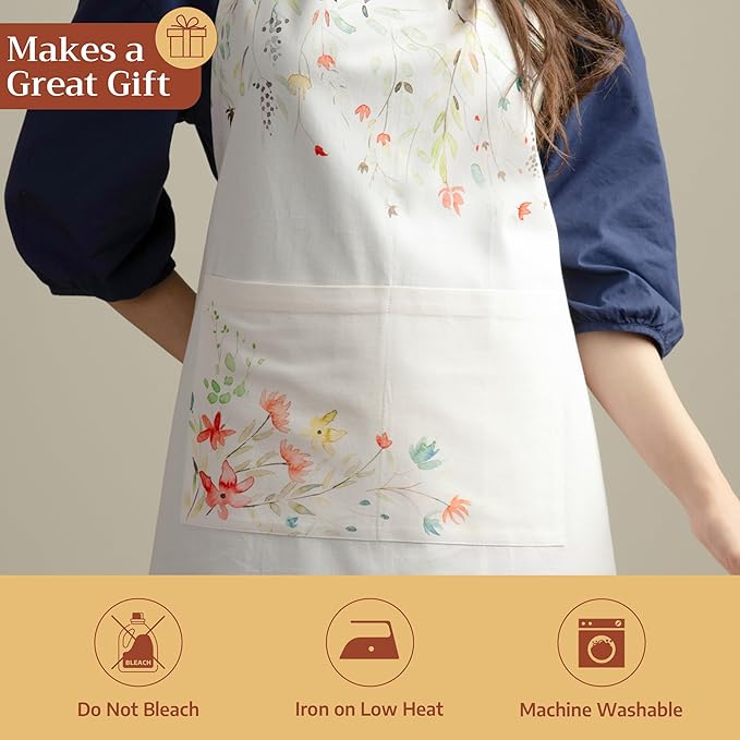 Maison d' Hermine 100% Cotton Apron for women with Pocket Kitchen Chef Apron for Men Cooking Spring Summer