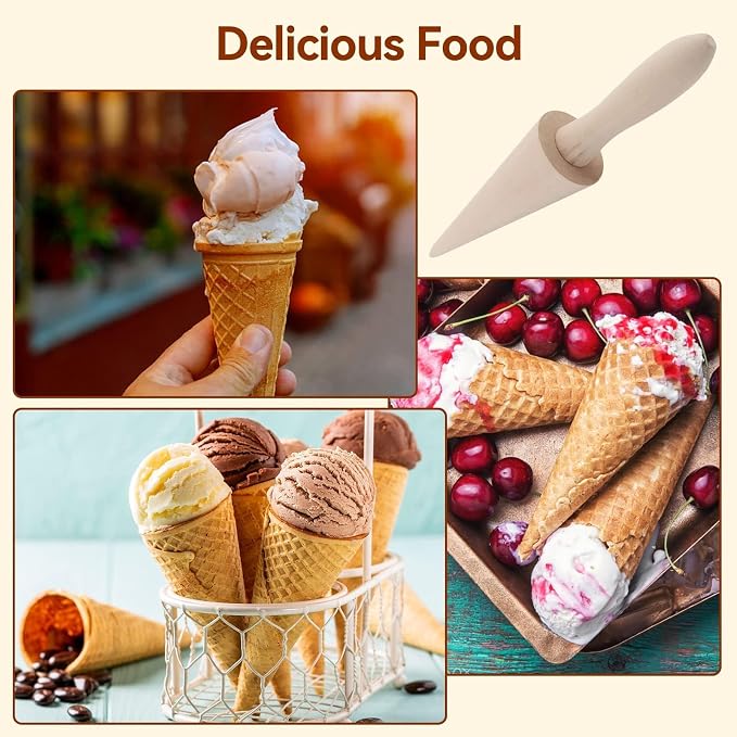 Wood Cone Roller Pizzelle Roller Krumkake Ice Cream Cone Roller Mold Natural Waffle Cone Roller Wooden Mini Waffle Cones Pastry Decorating Baking Pastry Tool Cone Mold Pizzelle Makers Pastry Roller
