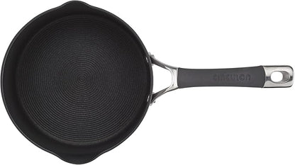 Circulon Radiance Hard-Anodized Nonstick Saucepan, Durable Nonstick Cookware, Sauce Pan with Straining Lid, 3-Quart, Gray