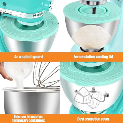 Silicone Mixers Bowl Cover Compatible with KitchenAid 4.5-5 Quart Tilt-Head Stand Mixers Bowl,with Collapsible Small Bowl(Green)