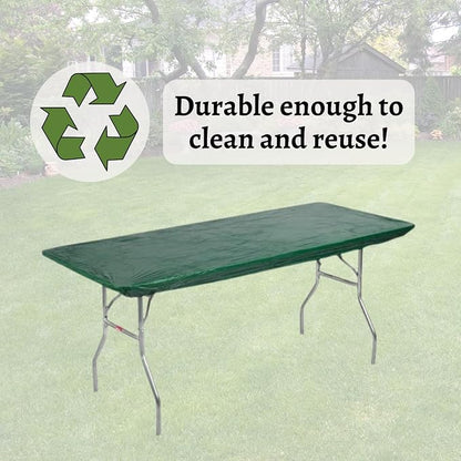 Kwik-Covers 8' Rectangle Plastic Table Covers 30" x 96", Bundle of 5 (Hunter Green)