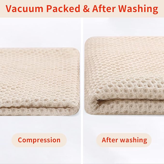 Homaxy 100% Cotton Waffle Weave Kitchen Dish Cloths, Ultra Soft Absorbent Quick Drying Dish Towels, 12 x 12 Inches, 18-Pack, Beige