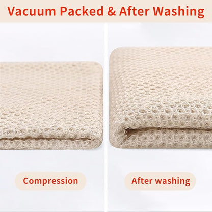 Homaxy 100% Cotton Waffle Weave Kitchen Dish Towels, Ultra Soft Absorbent Quick Drying Cleaning Towel, 13 x 28 Inches, 18-Pack, Beige