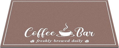CooRug Absorbent Coffee Mat, Fashion Dish Drying Mat for Kitchen Counter Coffee Bar Accessories Espresso Machine Dish Rack 17" x 32" Brown