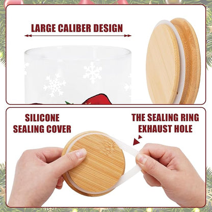 JarThenaAMCS 3Pcs Christmas Glass Storage Jars with Airtight Lid Santa Snowman Reindeer Decorative Canisters Sets for Winter Xmas Home Kitchen Countertop
