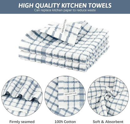 Nialnant 8PCS Dish Cloths,100% Cotton Soft Absorbent Cleaning Rags,Quick Drying Dish Towels for Kitchen,Washing Dishes-Little Blue,12x12in