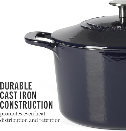 Martha Stewart Gatwick 4 Quart Enamel Cast Iron Dutch Oven - Navy Blue