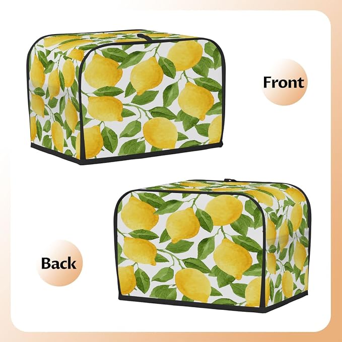 2 Slice Fruit Lemons Tropical Toaster Cover Waterproof Dust Fingerprint Bread Machine Cover Washable Kitchen Appliance Protector For Home Kitchen Bakeware Table Decor Women Gifts