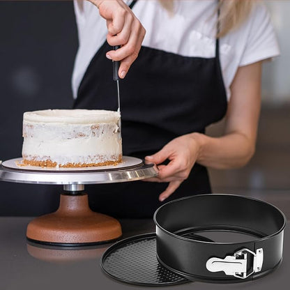 Funnymoom 4 Pcs 8 Inch Non Stick Springform Pan with Removable Bottom Carbon Steel Cheesecake Pan Round Springform Cake Mold with Stainless Steel Spring Buckles for Baking Kitchens Restaurant