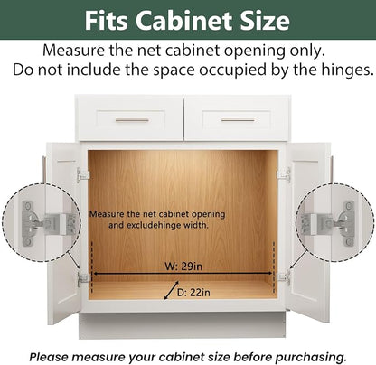 LOVMOR 2 Tier 28½"W x 21½"D, Individual Pull Organizer Kitchen Cabinet Storage Sliding Shelves