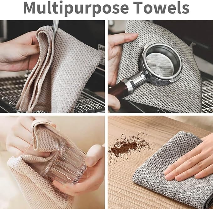 Espresso Accessories Barista Towels 6 Pack – Microfiber Cleaning Cloths for Espresso Machines, Steam Wands & Countertops – Essential Coffee Bar Accessories, 12"x12"