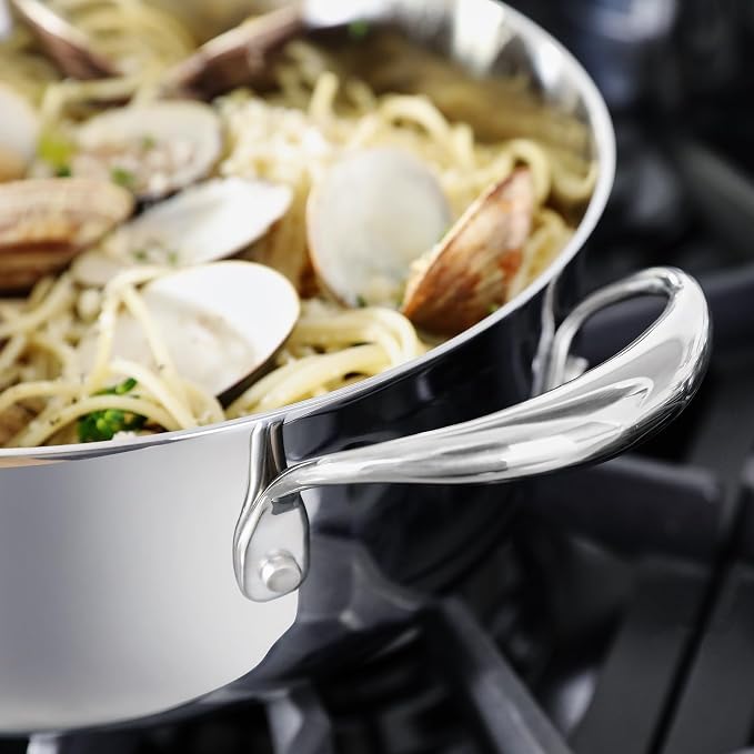 KEAWELL K3 Premium 4-Quart Tri-Ply Fully Clad Stainless Steel Sauté Pan with Lid, Induction & Oven Safe up to 600°F, Even Heating, Professional Cookware for All Stovetops (4-Qt)