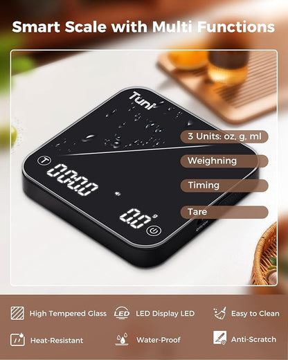 Tuni G2 Ivory Conical Burr Coffee Grinder with Black Digital Coffee Scale, 70 Grind Settings Anti-static Coffee Bean Grinder for Espresso/Drip/Cold Brew/French Press