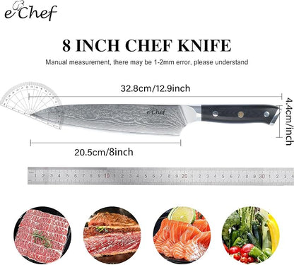 8-inch Damascus Chef Knife, made with sharp VG10 steel, 67 layers Damascus cooking knife, G10 handle, beautifully packaged box (8-inch chef's knife)