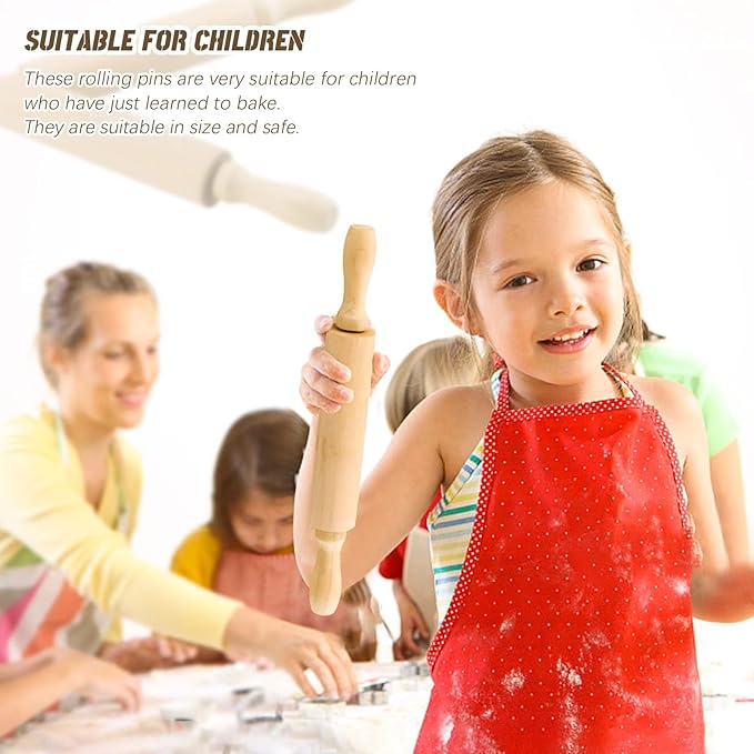 6 Pack 8 Inch Mini Wood Rolling Pin,Great for Children Kids Girls and Boys,Small Wooden Rollers for Art and Crafting,Baking,Cookie Dough,Cooking,Clay,Play Doh