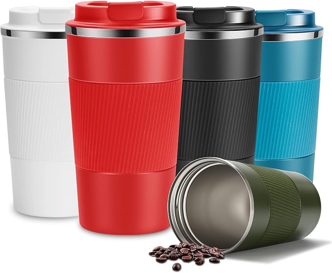 YINJAM 17oz Travel Coffee Mug Insulated Coffee Cups to Go with Leakproof Lid Vacuum Stainless Steel Double Walled Thermal Car Coffee Tumbler for Hot Cold Ice Tea Drinks Reusable (Red, 17oz)