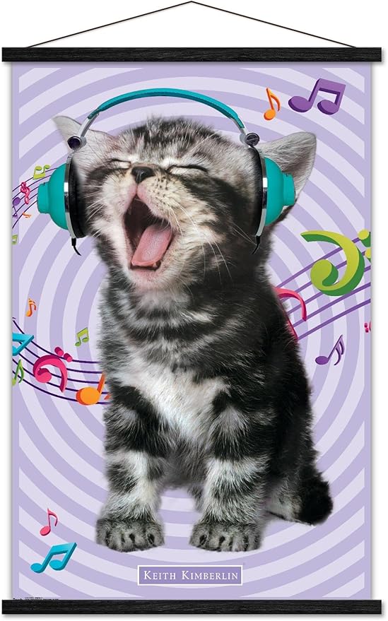 Trends International Keith Kimberlin - Kitten - Singing Wall Poster, 22.375" x 34", Premium Print and Black Hanger Bundle