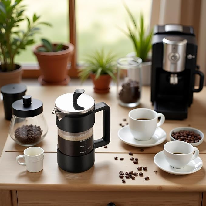 Premium French Press, 34oz | Durable Glass Carafe, Easy-Read Measurements, Ergonomic Handle, Mess-Free Pouring Spout