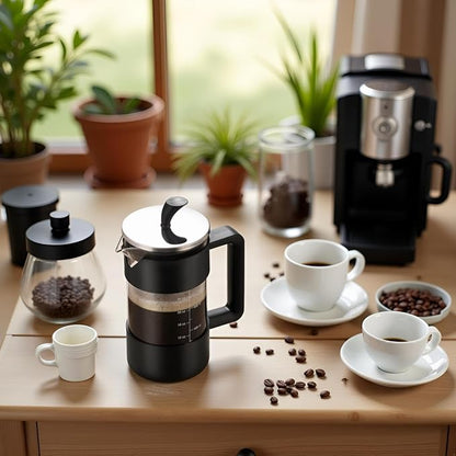 Premium French Press, 34oz | Durable Glass Carafe, Easy-Read Measurements, Ergonomic Handle, Mess-Free Pouring Spout