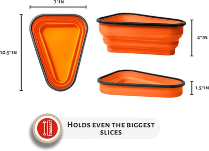 PIZZA PACK The Perfect Reusable Pizza Storage Container with 5 Microwavable Serving Trays - BPA-Free Adjustable Pizza Slice Container to Organize & Save Space, Orange 3 pk