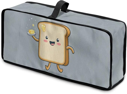 Slim Toaster 2 Slice Compact Thin Cover for 2 Slice Slim Toaster Funny Bread Pattern Easy to Fold and Carry Water-Resistant Dust Covers for Kitchen Appliances