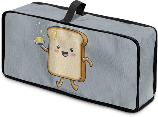Slim Toaster 2 Slice Compact Thin Cover for 2 Slice Slim Toaster Funny Bread Pattern Easy to Fold and Carry Water-Resistant Dust Covers for Kitchen Appliances