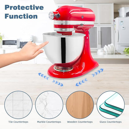 Mixer Slider Mat for Kitchen Aid 4.5-5 Qt Tilt Head Stand Mixer, Glossy Sliding Tray Mixer Sliders for Kitchenaid Artisan Mixer, Kitchen Aid Accessories and Attachments, Countertop Storage, Clear