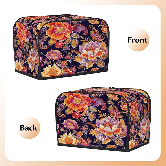 Toaster Cover 2 Slice Wide Slot Flower Boho EthnicBread Toaster Oven Dustproof Cover Small Appliance Kitchen Covers Dust and Fingerprint Protection for Women Gift 2 Slice
