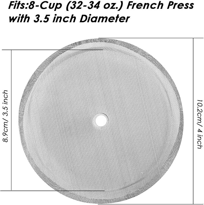 4 Pack French Press Replacement Filter Screen, findTop 4 Inch Stainless Steel Mesh Replacements for 1000 ml / 34 oz / 8 cup French Press