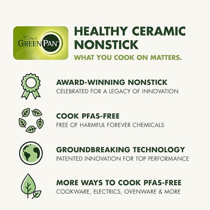 GreenPan 12 Piece Nonstick Swift Cookware Set, Ceramic PFAS-Free Pots & Pans with Lids, Dishwasher & Oven/Broiler Safe to 600F, Kitchen Cooking Set, Sauce, Saute, Stock, Frying Pans, Cream