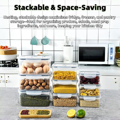 4 in 1 Food Storage Containers with Lids, Food Storage Containers With Lids Airtight, With Removable Colander, For Fruits & Vegetables, Easy to Soak, Clean, Drain and Store (Gray, S)