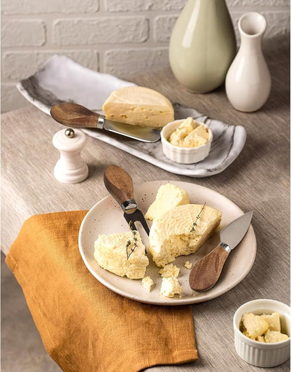 Charcuterie Board Accessories - 6 Piece Cheese Knife Set Stainless Steel With Acacia Wooden Handle for Cheese Serving Cutting, Cheese Tools Butter Knife With Storage Bag Included Gift Set
