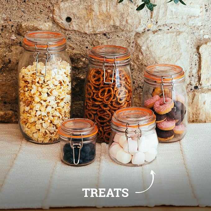 Tala Glass Storage Jar, 1000ml Clear Glass Food Container with Airtight Lid, Ideal for Dry Food Storage, Preserving, and Reducing Waste, Reusable & Eco-Friendly