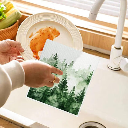 Christmas Tree Swedish Dishcloths for Kitchen, Swedish Dish Cloths for Pine Tree, Papaya Reusable Paper Towels, 4 Pack Dish Towels for Kitchen, Reusable Paper Towels Washable