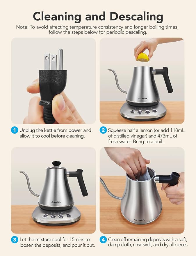 GoveeLife Smart Electric Kettle, 0.8L WiFi Gooseneck Kettle Compatible with Alexa, 5 Modes for Use, 3-minute Fast Heating and 2H Keep Warm, Auto-Shut off for Safety, Stainless Steel, Silver