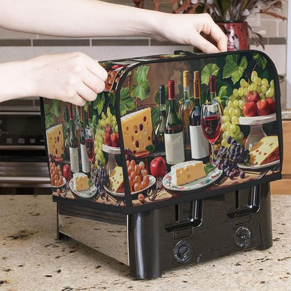 4 Slice Wine Glass Bottle Toaster Cover Waterproof Dust Fingerprint Bread Machine Cover Washable Kitchen Appliance Protector For Home Kitchen Bakeware Table Decor Women Gifts