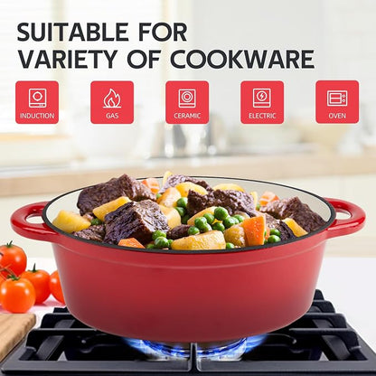 5.5 Quart Oval Enameled Cast Iron Dutch Oven Pot with Lid, Oven Safe up to 550° F & Dishwasher Safe, Sturdy Dutch Oven Cookware
